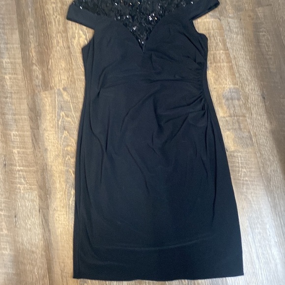 ENFOCUS STUDIOS LACE AND SEQUIN TOP FULL BACK ZIPPER SHORT SLEEVE DRESS SZ 16 - Picture 6 of 15